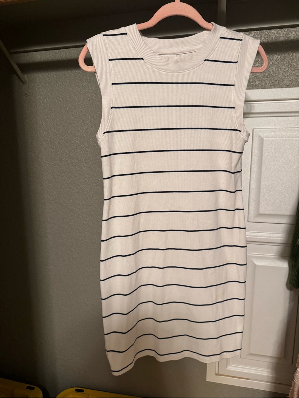 Target Sleeveless Cream Dress with Navy Stripes
